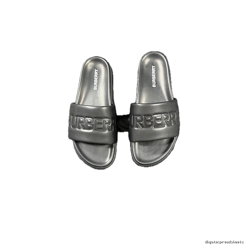 Burberry Embossed Minimalist Style Black Slide Sandals