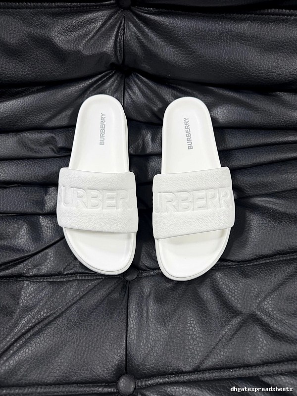 Burberry Embossed Minimalist Style White Slides