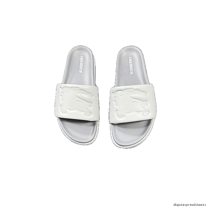 Burberry Equestrian Knight Light Luxury Style Light Grey Slides