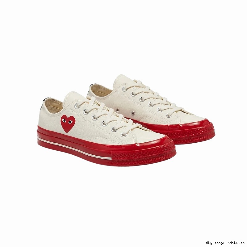 CDG Love Series Red and White Canvas Shoes