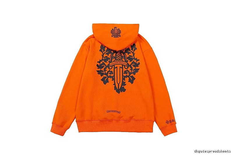 Chrome Hearts 2088-75 Orange Cross Graphic Hoodie Warm Weather