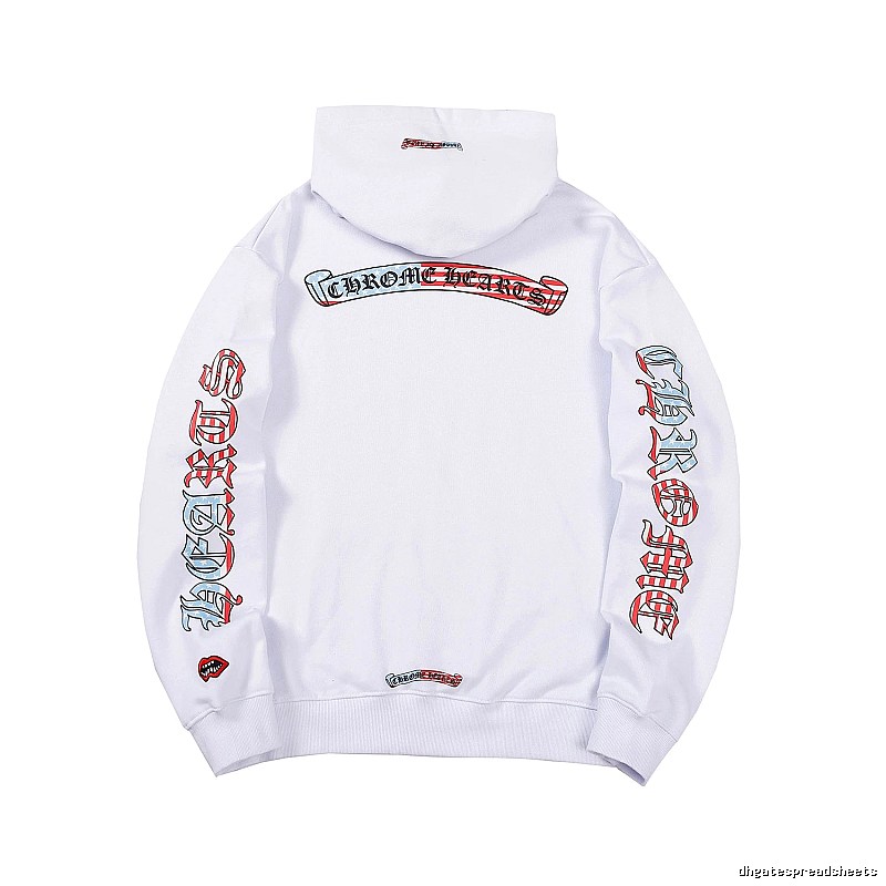 Chrome Hearts 2088-78 White Cross Graphic Hoodie Logo Detail