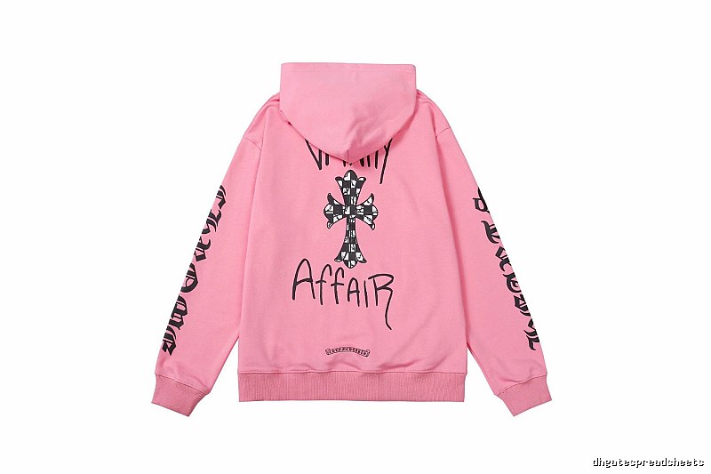 Chrome Hearts 2088-91 Pink Red Cross Graphic Hoodie Campus Look