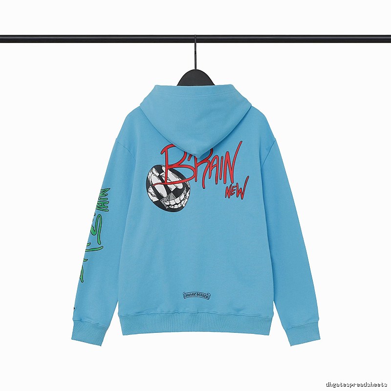 Chrome Hearts 2089-78 Sky Blue Cross Graphic Hoodie Signature Detail