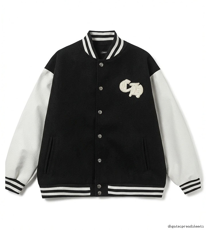 Chrome Hearts baseball jacket with black and white color blocking