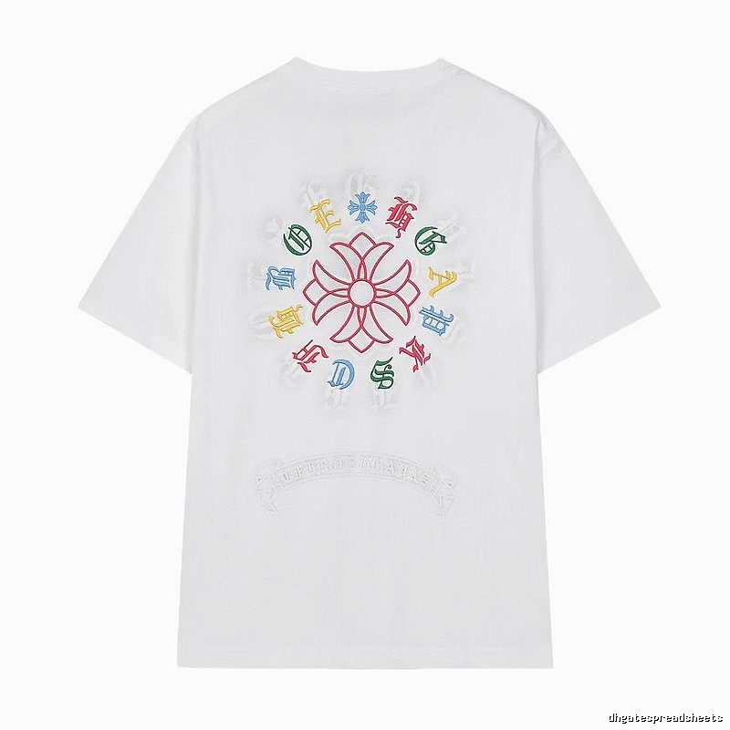 Chrome Hearts Colorful Embroidered Street Style White T-Shirt