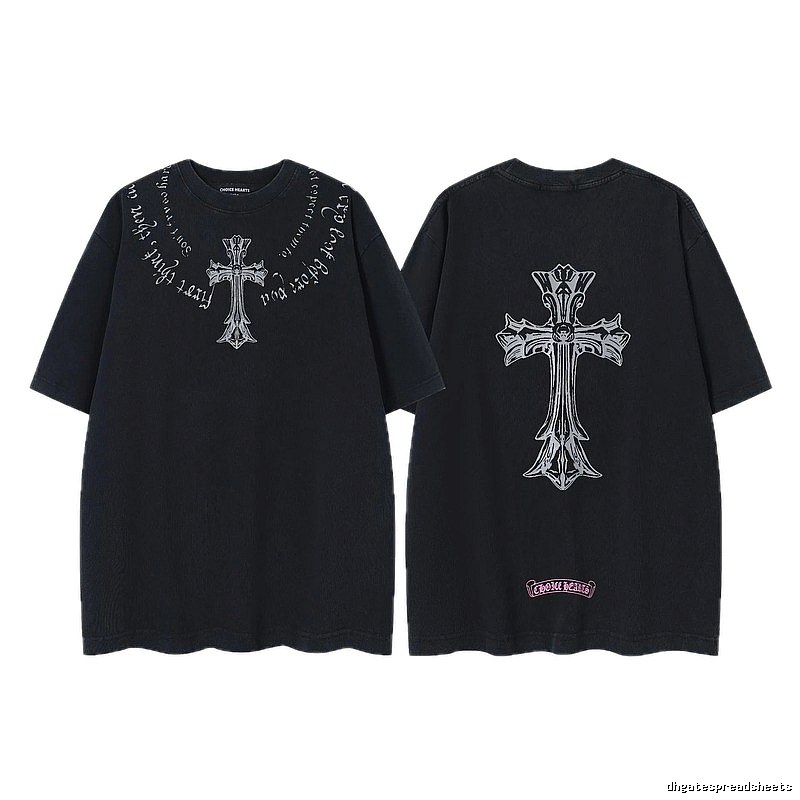 Chrome Hearts Cross Gothic Style Black Short Sleeve T-shirt