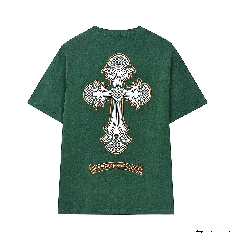 Chrome Hearts Cross Street Style Dark Green Short Sleeve T-Shirt