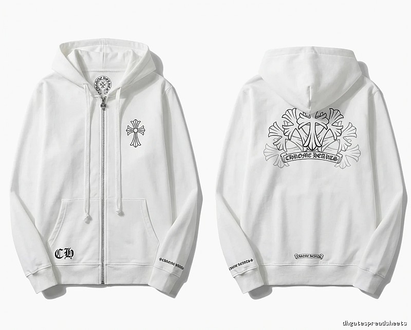 Chrome Hearts Cross Trendy and Cool Style White Sweatshirt