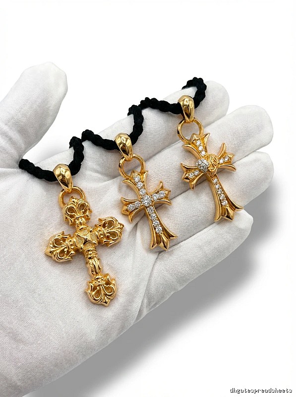 Chrome Hearts Cross Trendy Brand Gold Pendant