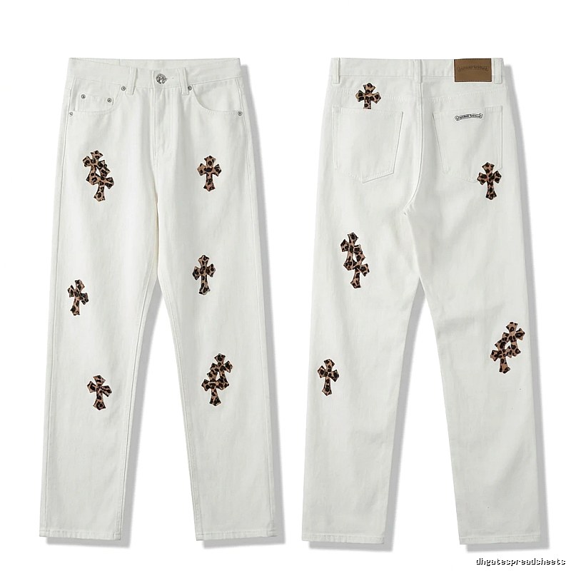 Chrome Hearts Cross Trendy Cool White Jeans