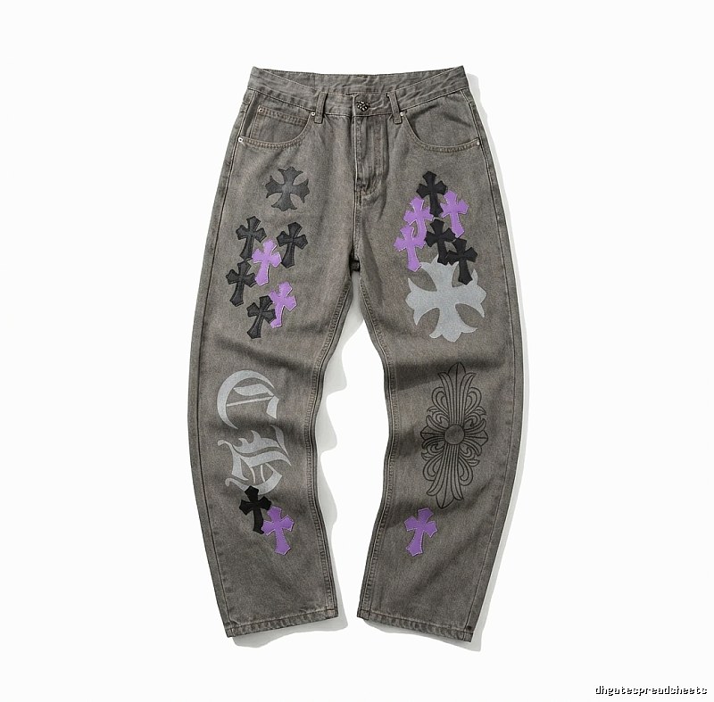 Chrome Hearts Cross Vintage Style Grey Pants