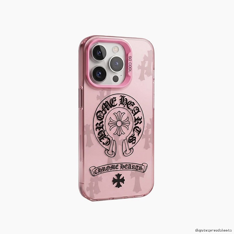 Chrome Hearts dark style pink iPhone case
