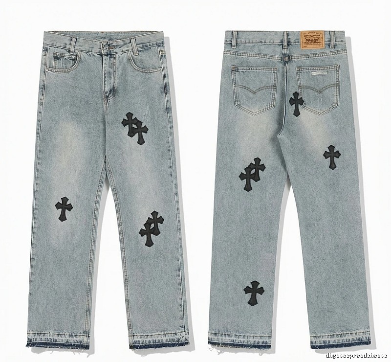 Chrome Hearts denim-style light blue jeans