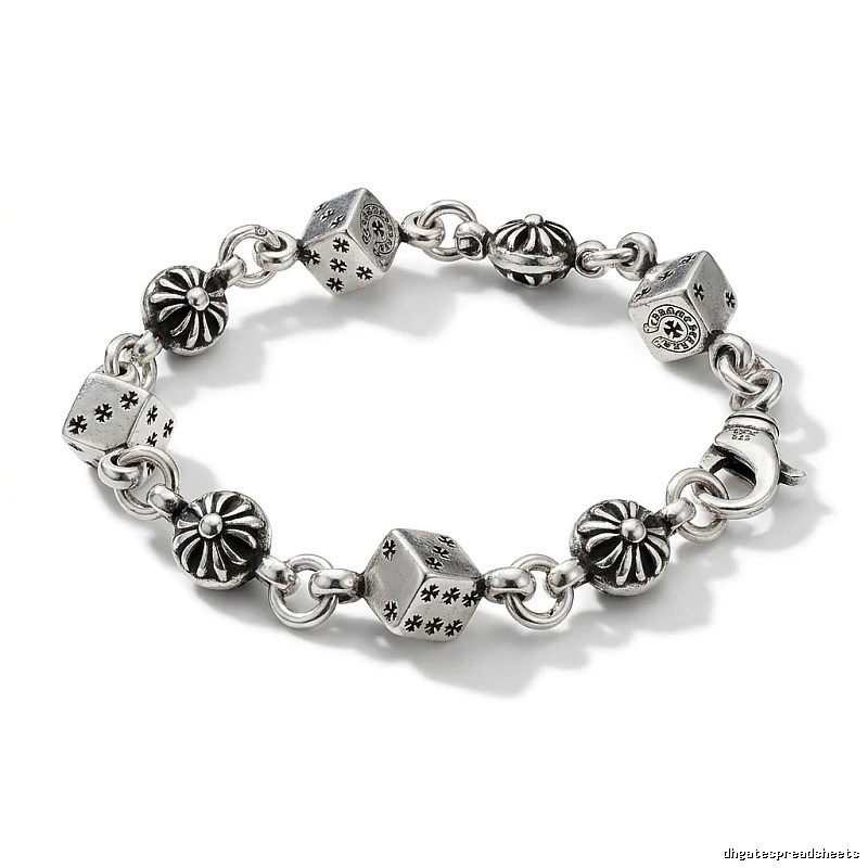 Chrome Hearts Dice Retro Style Silver Bracelet