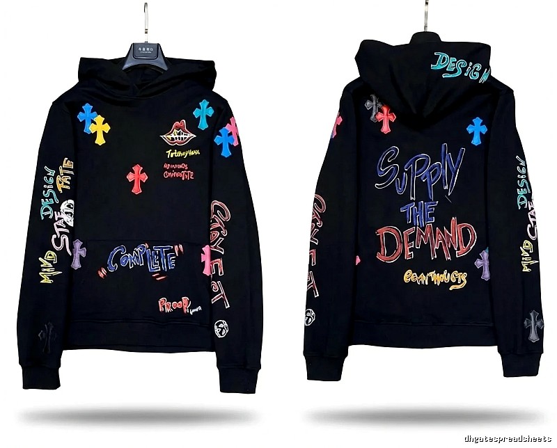 Chrome Hearts Graffiti Trendy Black Hoodie