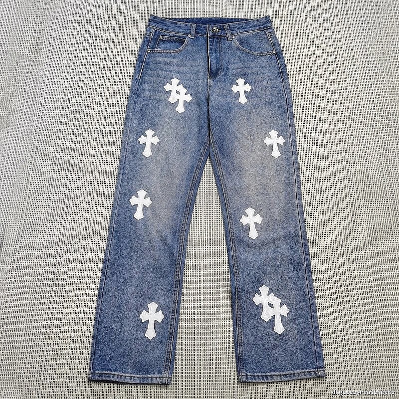 Chrome Hearts Lightweight Cross patch jeans White Jeans Black for Trend Styling