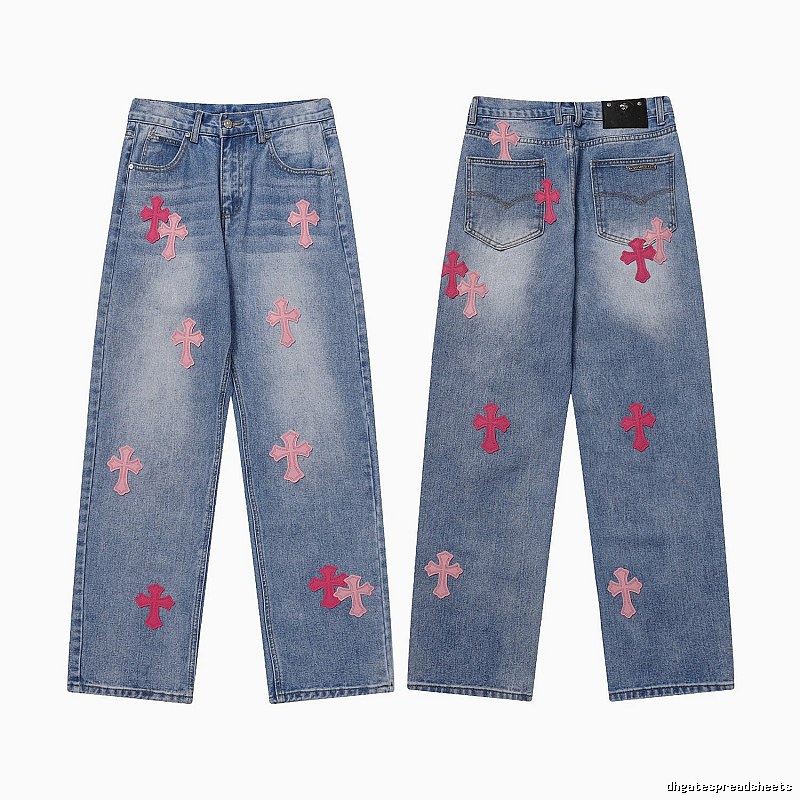 Chrome Hearts Patterned Graphic jeans Light Denim Jeans with Signature Styling