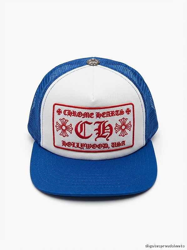 Chrome Hearts Retro Style Blue and White Hat