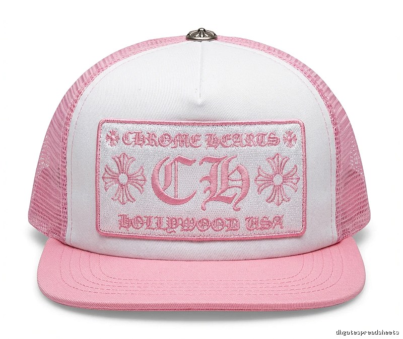 Chrome Hearts Retro Style Pink and White Hat