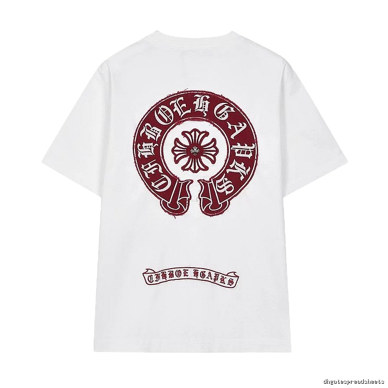 Chrome Hearts Vintage Style White T-shirt with Horseshoe Embroidery
