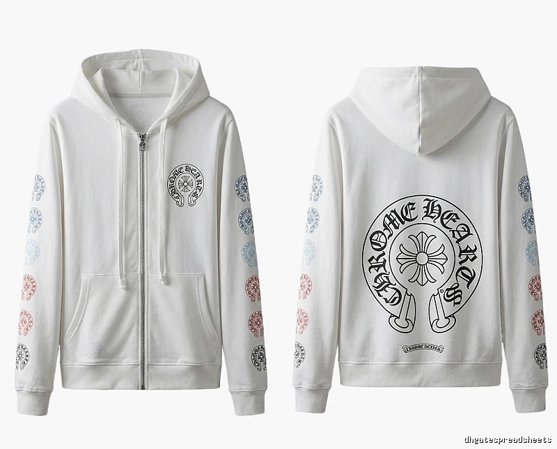 Chrome Hearts White Hoodie with Horseshoe Print Style