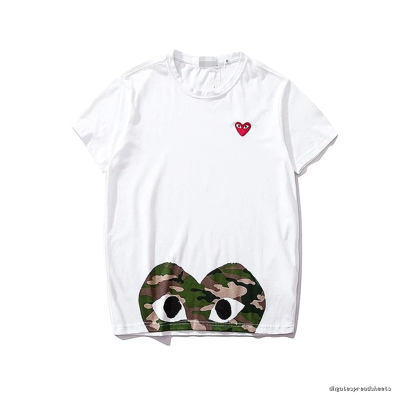 Comme des Garcons PLAY 2021-49 Green Style 2149 Heart Logo T-Shirt Casual Layering