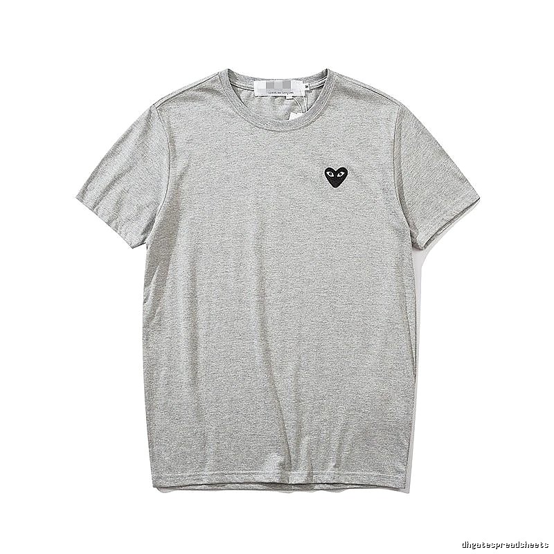 Comme des Garcons PLAY 2021-95 Gray Style 2195 Heart Logo T-Shirt Summer Styling
