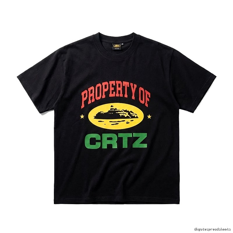 Corteiz Black "PROPERTY OF" Streetwear Short-sleeve Shirt
