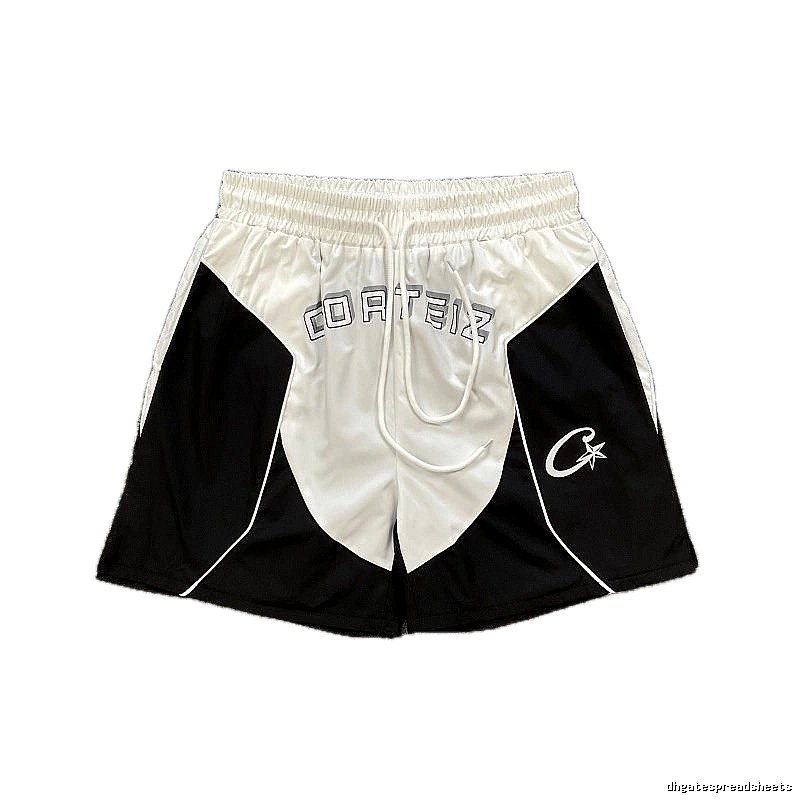 Corteiz Letter Print Street Style Black and White Sports Shorts