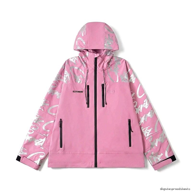 Corteiz Printed Trendy Pink Coat