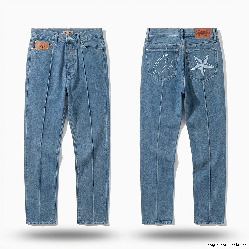 Corteiz star embroidery denim blue jeans