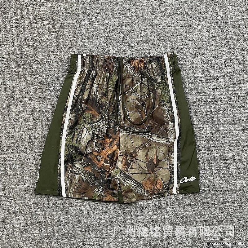 Corteiz Street Style Camouflage Army Green Athletic Shorts