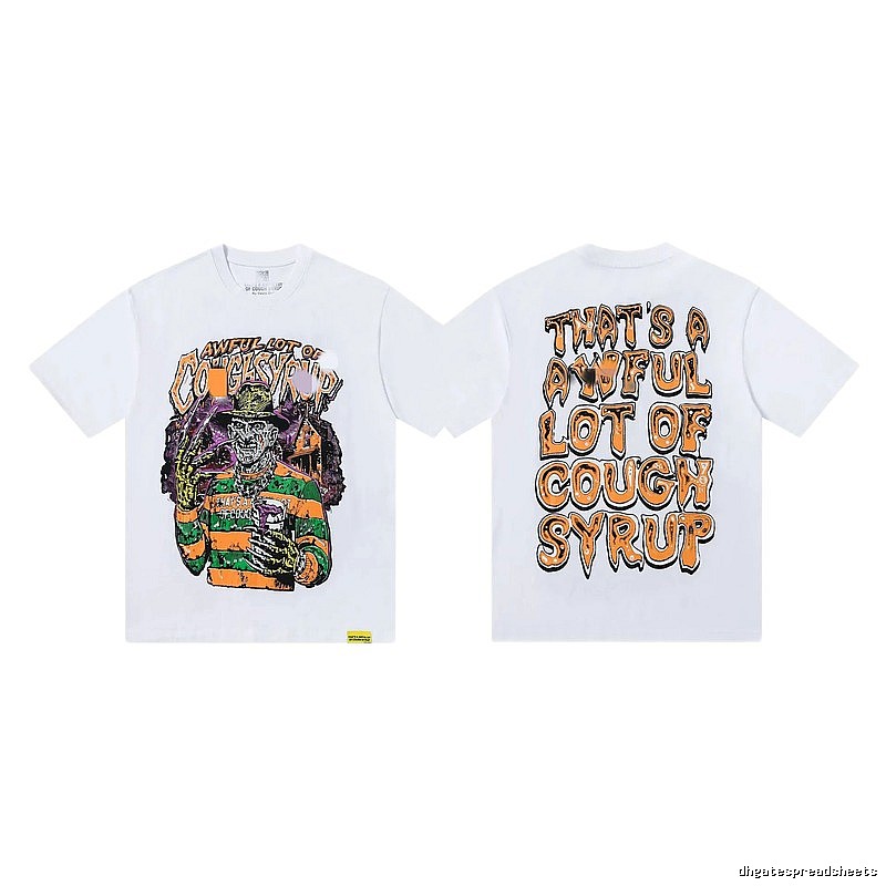 COUGH SYRUP Horror Print Street Style White T-shirt