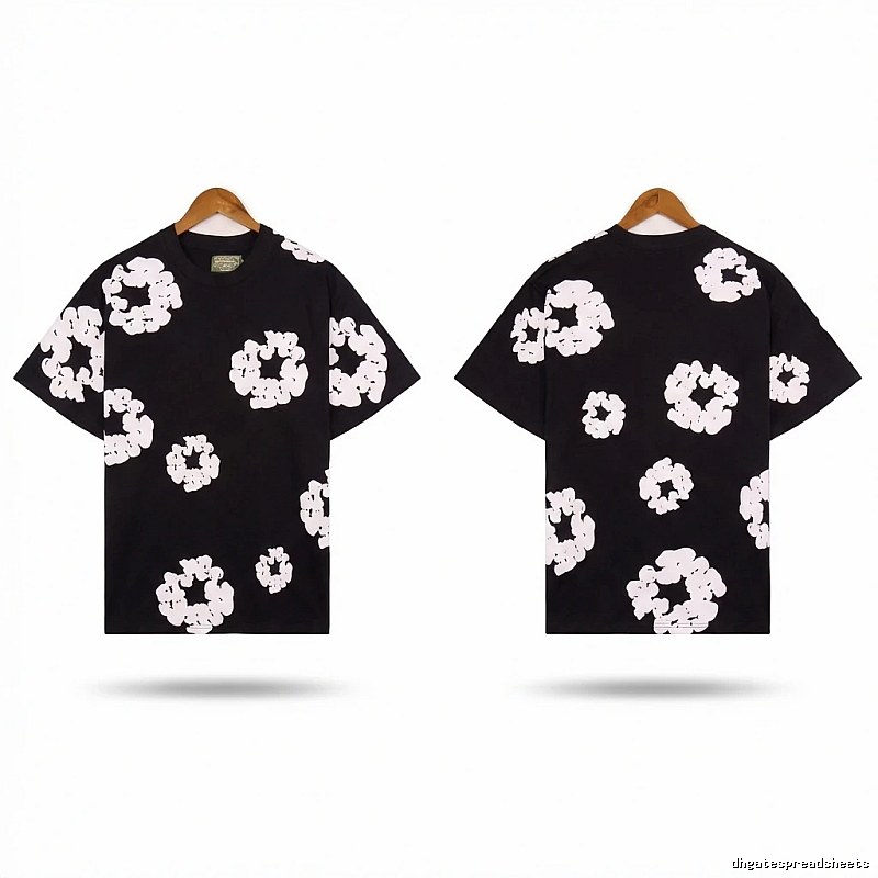 DENIM TEARS Black and White Retro Short-sleeve Shirt