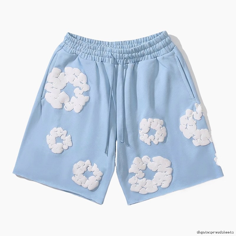 DENIM TEARS Floral Style Light Blue Shorts