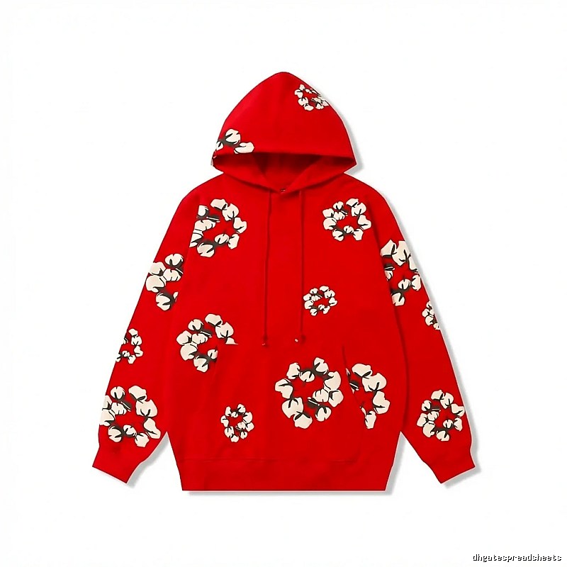 DENIM TEARS Floral Style Red Hoodie