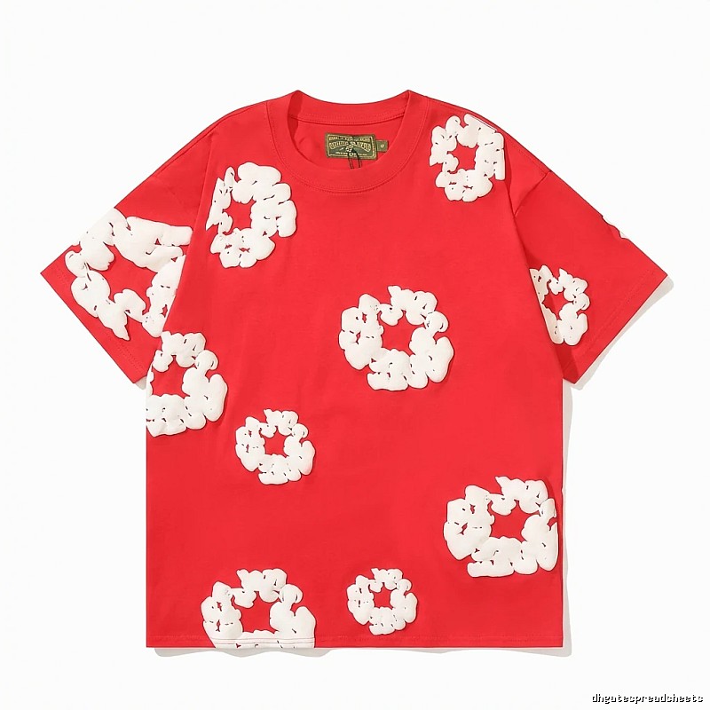DENIM TEARS Floral Style Red T-shirt