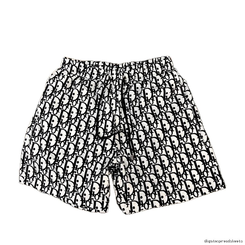 Dior All-over Monogram Print Casual Style Black and White Shorts
