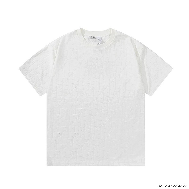 Dior All-over Monogram Print Light Luxury Style White T-Shirt
