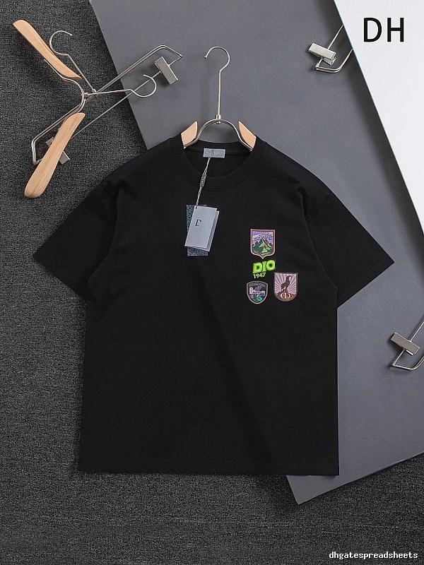 Dior Badge Collection Vintage Style Black Short-sleeve T-shirt