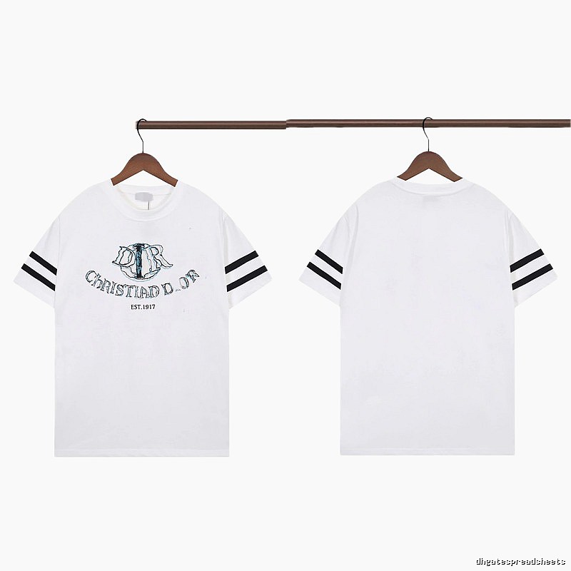 Dior Embroidered Collection Vintage Style White Short-sleeve T-shirt