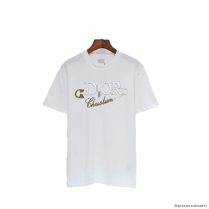 Dior Embroidered Light Luxury Style White Short-sleeve T-shirt