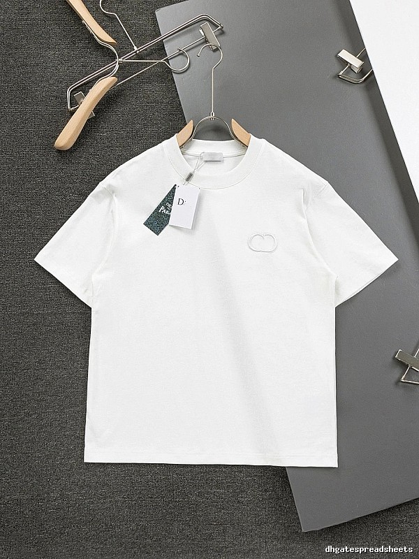 Dior Embroidered Minimalist Style White Short-sleeve T-shirt