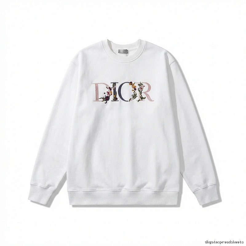 Dior floral embroidery style white sweatshirt