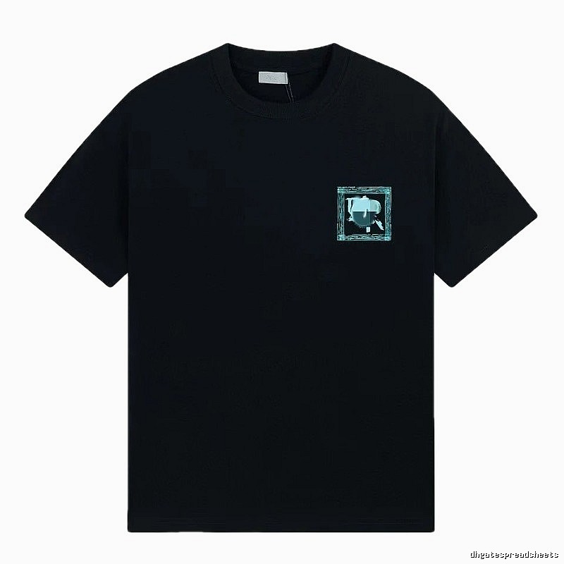 Dior Frame Print Trendy Style Black Short-sleeve T-shirt