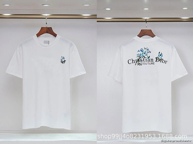 Dior Haute Couture Embroidered Floral-style White T-shirt