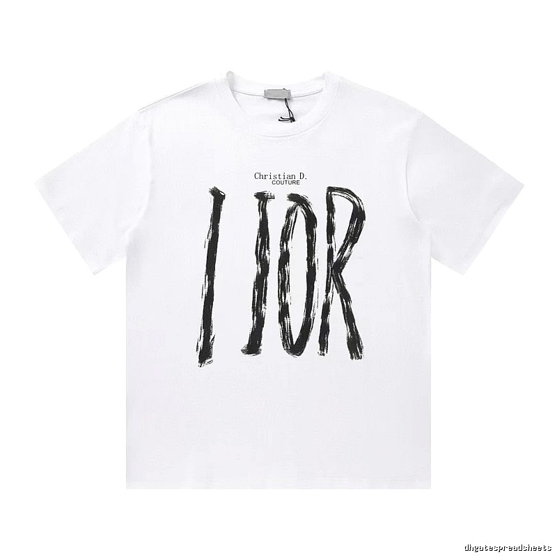 Dior Haute Couture Graffiti Casual Style White T-Shirt