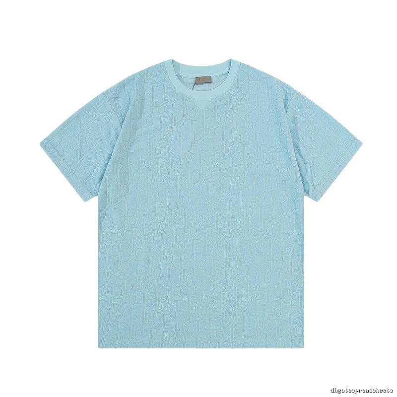 Dior Monogram All-over Print Light Luxury Style Light Blue T-Shirt