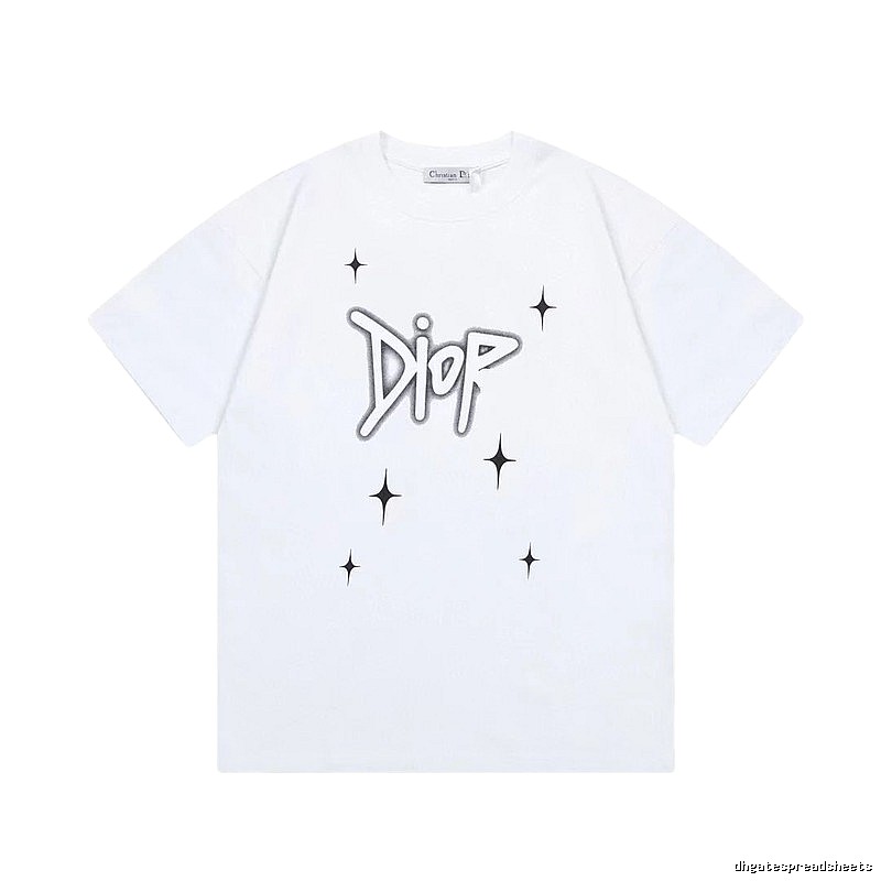 Dior Starburst Graffiti Street Style White Short-sleeve T-shirt